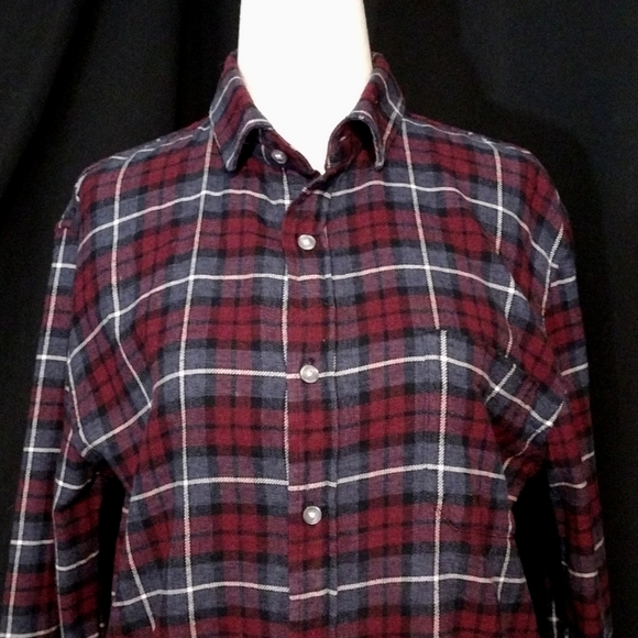 Tallwoods Bruno Milano Long Sleeve Button Up Plaid Flannel Top Size Small - Picture 2 of 7
